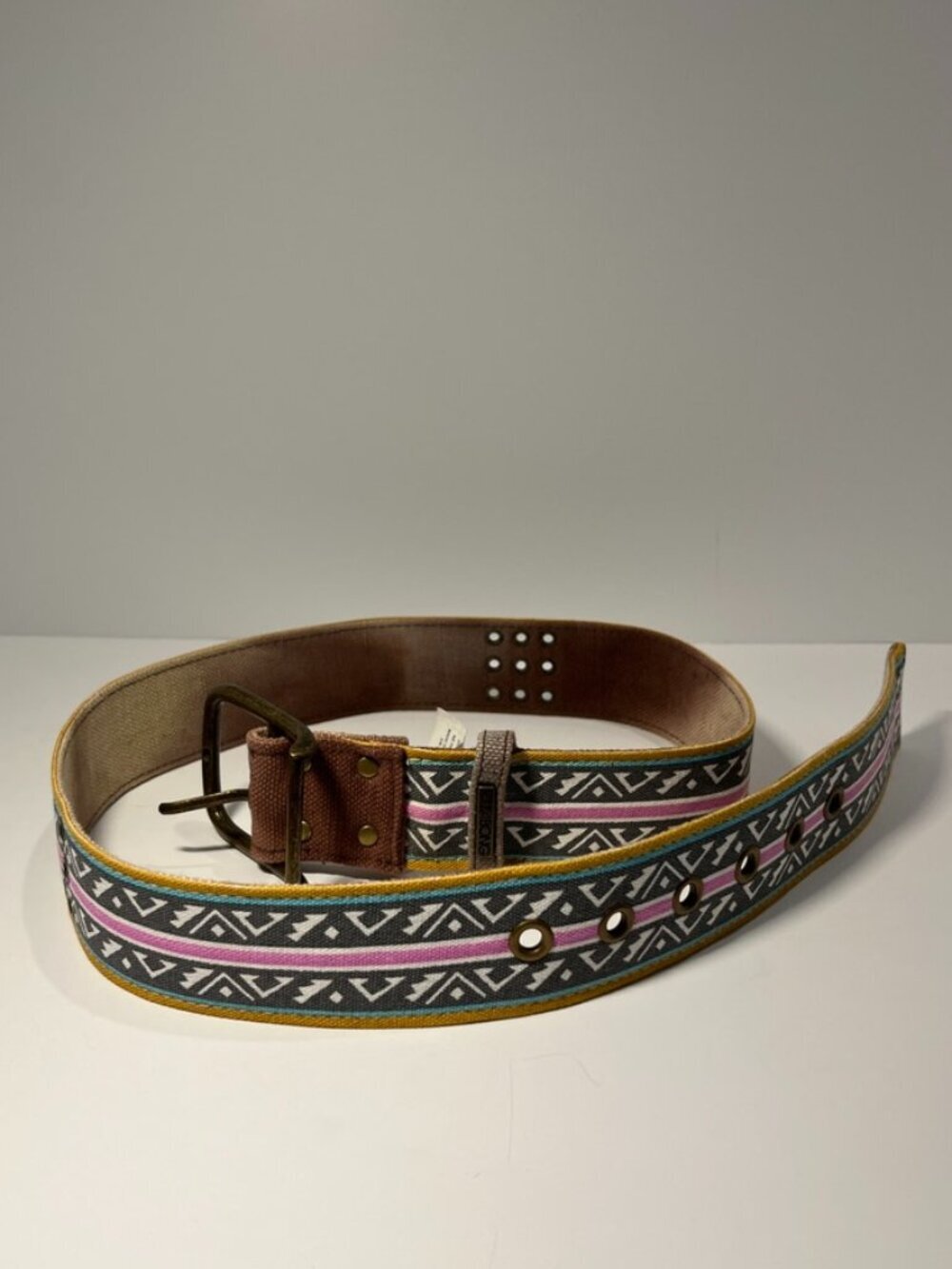 Billabong Aztec Stripe Canvas Belt Y2K Surf Boho Geometric - Picture 4 of 6